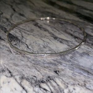Delicate Silver Bracelet with Diamond Accent